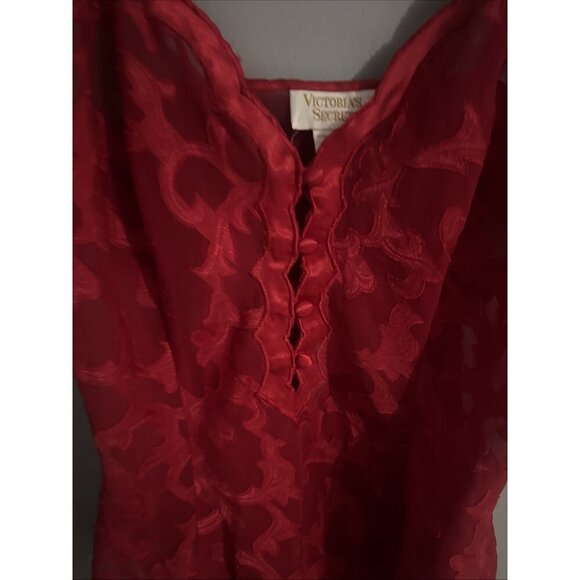 Vintage Victoria Secret Gold Label Teddy Bodysuit Red Button With Lace - Picture 2 of 5